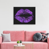 Paarse glitter Lips #2 Canvas Afdruk (Insitu (Woonkamer))