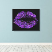 Paarse glitter Lips #2 Canvas Afdruk (Insitu (Houten vloer))