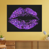 Paarse glitter Lips #2 Canvas Afdruk (Insitu (Woonkamer))