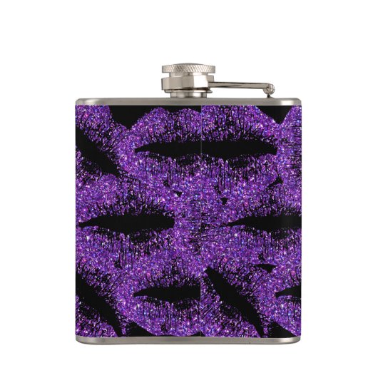 Paarse glitter Lips #2 Heupfles (Achterkant)