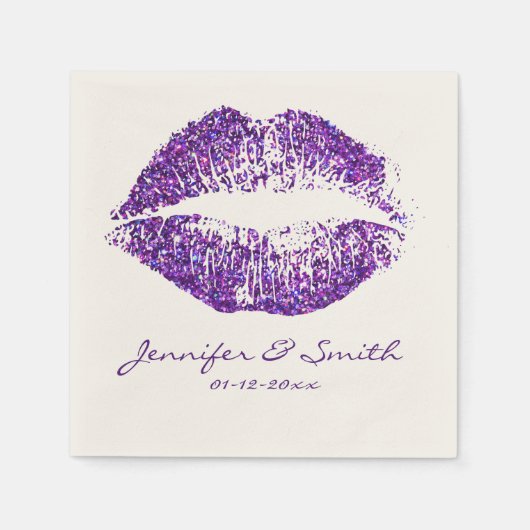 Paarse glitter Lips #2 Servet (Voorkant)