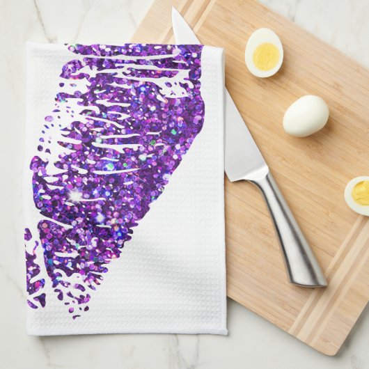 Paarse glitter Lips #2 Theedoek (Quarter Fold)