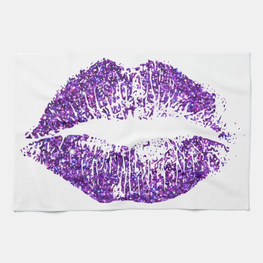 Paarse glitter Lips #2 Theedoek (Horizontaal)