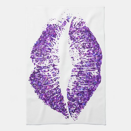 Paarse glitter Lips #2 Theedoek (Verticaal)