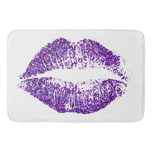 Paarse glitter Lips #3 Badmat (Voorkant)
