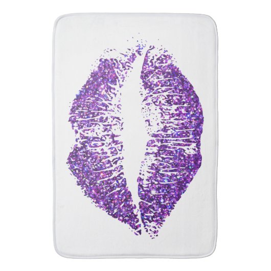 Paarse glitter Lips #3 Badmat (Voorkant Verticaal)