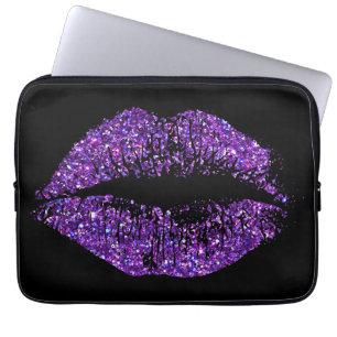 Paarse glitter Lips #3 Laptop Sleeve
