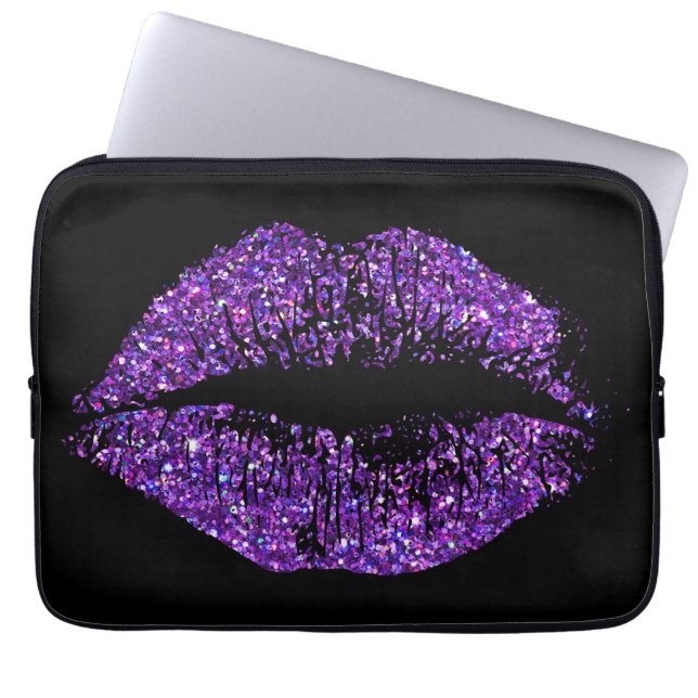 Paarse glitter Lips #3 Laptop Sleeve (Voorkant)