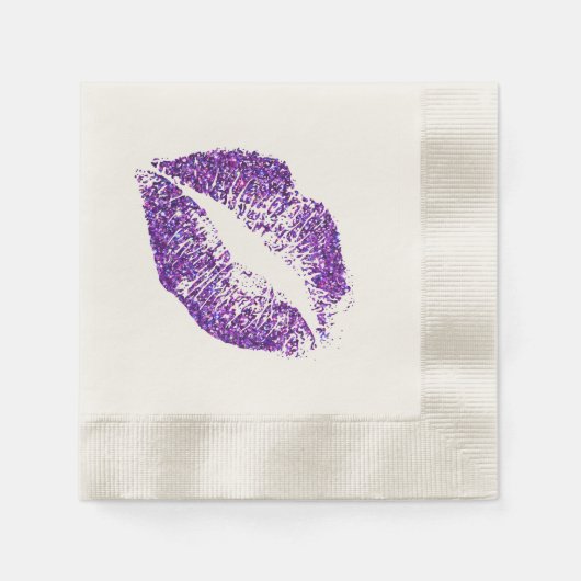 Paarse glitter Lips #3 Servet (Voorkant)
