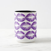 Paarse glitter Lips #3 Tweekleurige Koffiemok (Center)