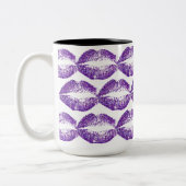 Paarse glitter Lips #3 Tweekleurige Koffiemok (Links)