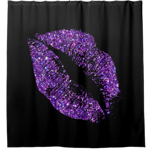 Paarse glitter Lips #5 Douchegordijn (Voorkant)