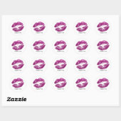 Paarse Glitter Lips Dank je Ronde Sticker (Vel)