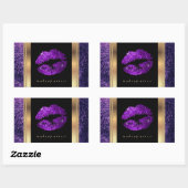 Paarse Glitter Lips en legante Gold Accents Rechthoekige Sticker (Vel)