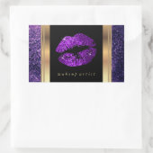 Paarse Glitter Lips en legante Gold Accents Rechthoekige Sticker (Tas)