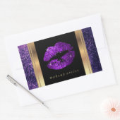 Paarse Glitter Lips en legante Gold Accents Rechthoekige Sticker (Envelop)
