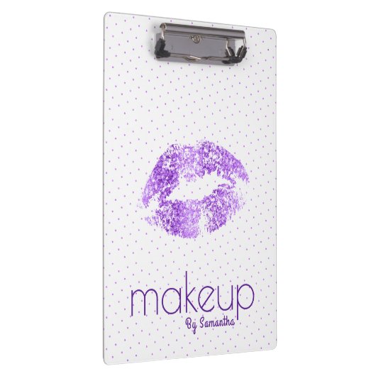 Paarse glitter Lips & Polkadots Patroon Klembord (Rechts)