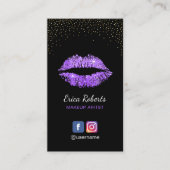 Paarse Glitter Lips Salon Makeup Artiest Visitekaartje (Voorkant)