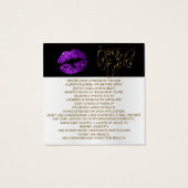 Paarse Glitter LipSense Aanbrenginstructies Vierkante Visitekaartjes (Achterkant)