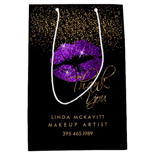 Paarse Glitter Lipstick - Dank u wel Medium Cadeauzakje (Voorkant)