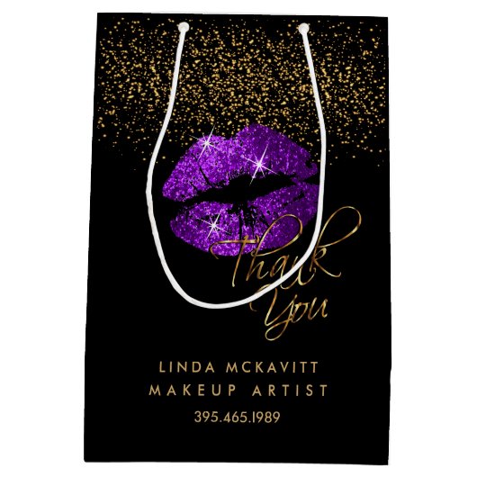 Paarse Glitter Lipstick - Dank u wel Medium Cadeauzakje (Achterkant)