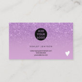 Paarse glitter logo sparkles order bedankt visitekaartje (Achterkant)