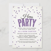 Paarse Glitter look Confetti Hens Party Kaart (Voorkant)