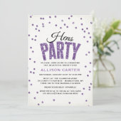 Paarse Glitter look Confetti Hens Party Kaart (Staand voorkant)