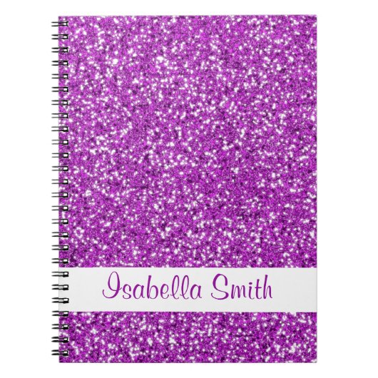 Paarse glitter look-like and name notitieboek (Voorkant)