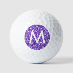 Paarse Glitter Look Modern Gepersonaliseerde Initi Golfballen