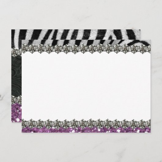 Paarse Glitter look Zebra Persoonlijk Bedankt (Voorkant / Achterkant)