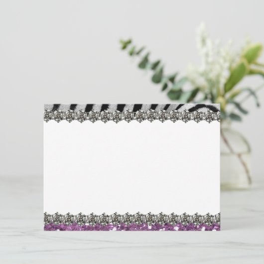 Paarse Glitter look Zebra Persoonlijk Bedankt (Staand voorkant)