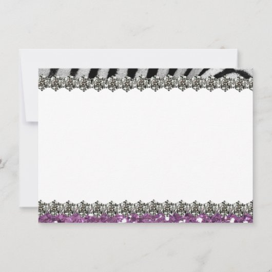 Paarse Glitter look Zebra Persoonlijk Bedankt (Voorkant)