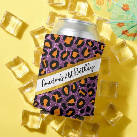 Paarse Glitter Luipaard Meisjesachtige Cheetah Chi Blikjeskoeler (Insitu Zomer)