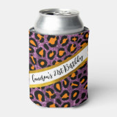 Paarse Glitter Luipaard Meisjesachtige Cheetah Chi Blikjeskoeler (Blikje Voorkant)