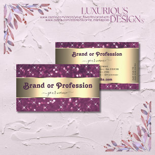 Paarse Glitter Luminous Sparkle sterft Gold Border Visitekaartje