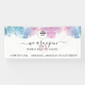 Paarse Glitter Luxe Drip Salon Spandoek (Horizontaal)