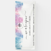 Paarse Glitter Luxe Drip Salon Spandoek (Verticaal)