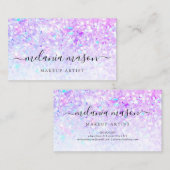 Paarse Glitter Make-up Artiest Modern Visitekaartje (Voorkant / Achterkant)