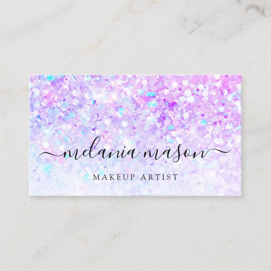 Paarse Glitter Make-up Artiest Modern Visitekaartje (Voorkant)