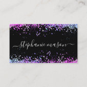 Paarse glitter make-up artiest zwart Visitekaartje Contactkaartje (Voorkant)