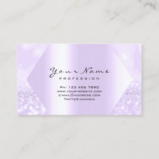 Paarse Glitter Makeup Artiest Lashes Browns Visitekaartje (Achterkant)