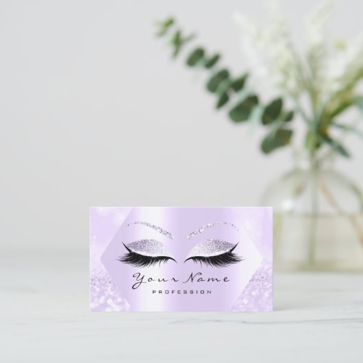 Paarse Glitter Makeup Artiest Lashes Browns Visitekaartje (Staand voorkant)