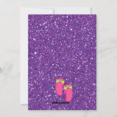 Paarse Glitter Manicure Spa Birthday Party Kaart (Achterkant)