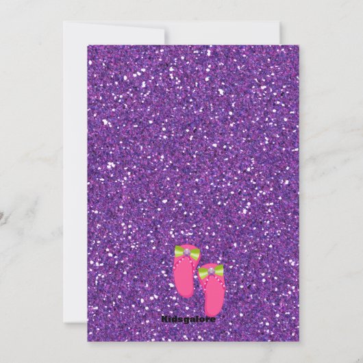 Paarse Glitter Manicure Spa Birthday Party Kaart (Achterkant)