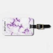 Paarse Glitter Marmer Gepersonaliseerde Bagage Lab Bagagelabel (Voorkant horizontaal)