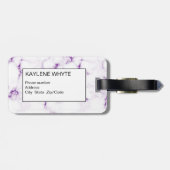 Paarse Glitter Marmer Gepersonaliseerde Bagage Lab Bagagelabel (Achterkant horizontaal)