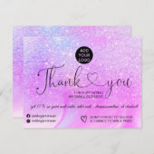 Paarse glitter marmer logo bedankt (Voorkant / Achterkant)