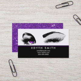 Paarse Glitter Mascara of Eyelashes Visitekaartje