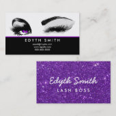 Paarse Glitter Mascara of Eyelashes Visitekaartje (Voorkant / Achterkant)